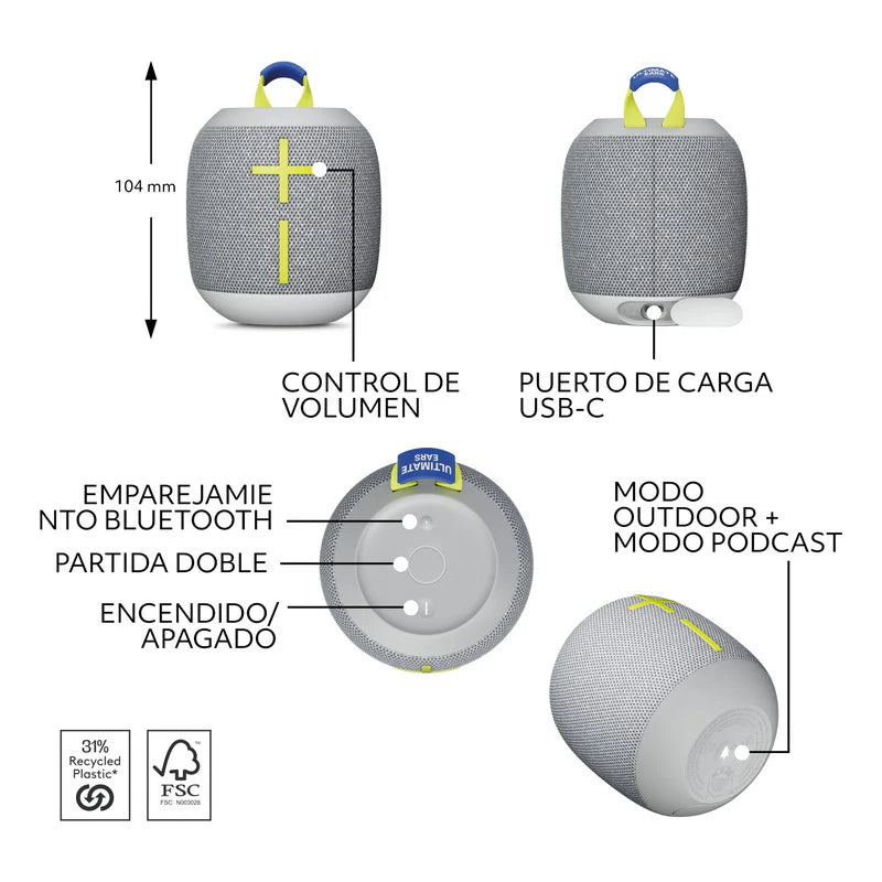 Parlante Ue Wonderboom 4 Bluetooth Gris